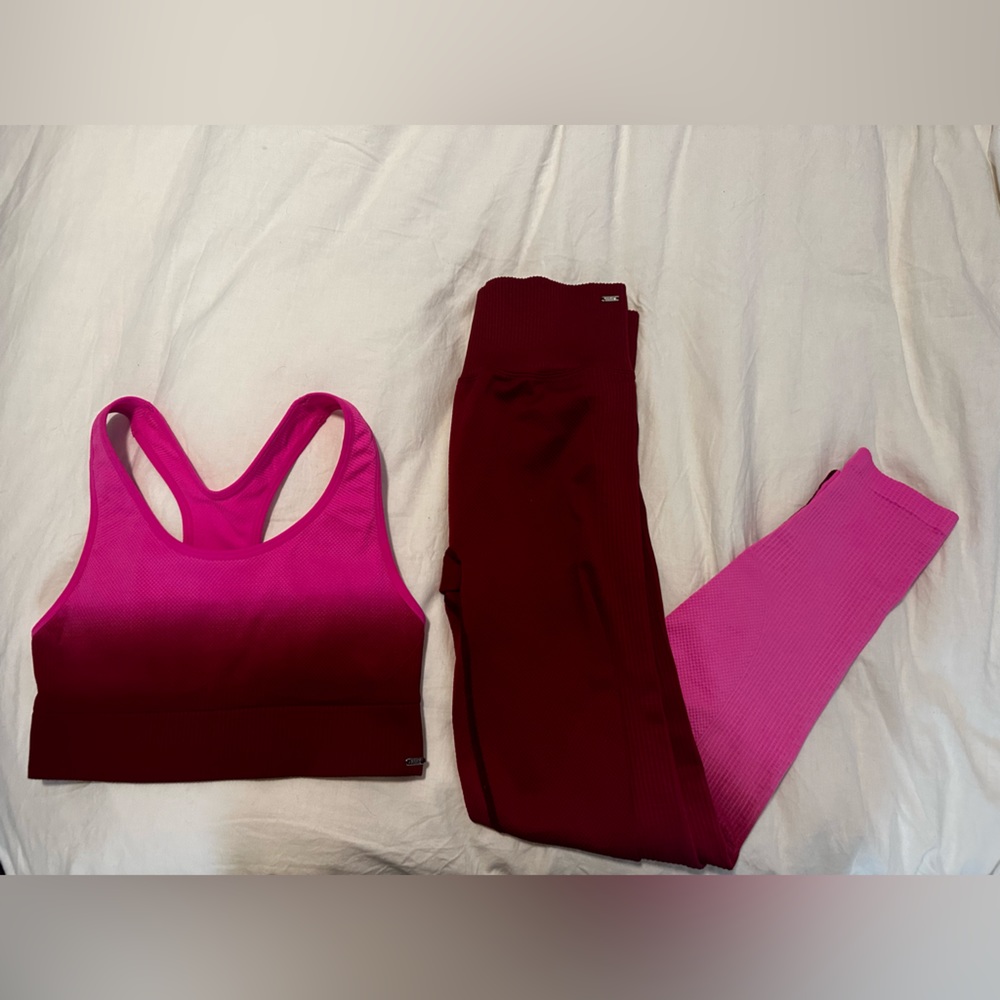 PINK Victoria's Secret Pink and Burgundy Activewear Set